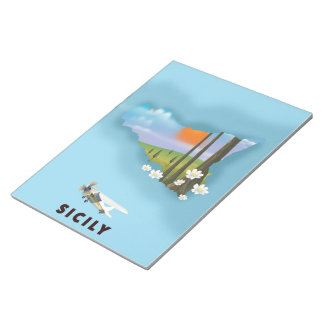 Sicily Illustrated map travel poster Notepad