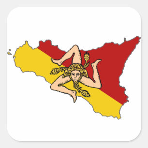 Sicily Island and Flag Square Sticker