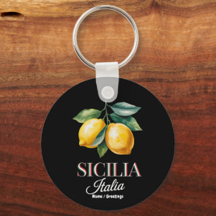 Sicily Italy Proud Sicilian Fresh Italian Lemons  Keychain