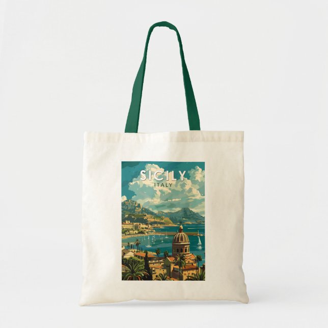Sicily Italy Travel Art Vintage Tote Bag (Front)