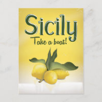 Sicily lemon vintage travel poster