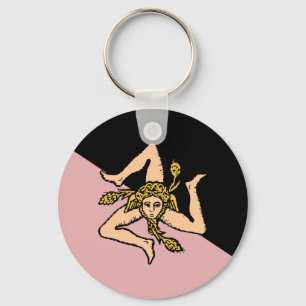Sicily (Pink And Black), Italy flag Keychain