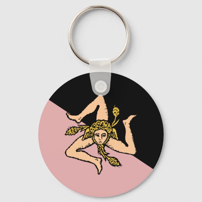 Sicily (Pink And Black), Italy flag Keychain (Front)
