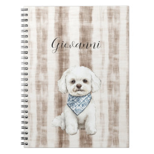 Sicily Rustic Brown Stripes Dog Notebook