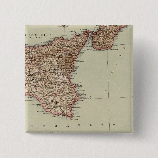 Sicily, Sardinia 2 Inch Square Button (Front)