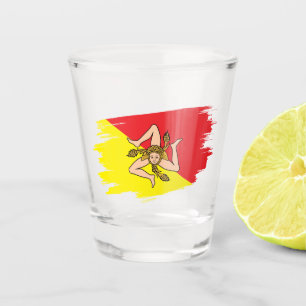 Sicily Shot Glass, Patriotic Sicilian Flag Glass