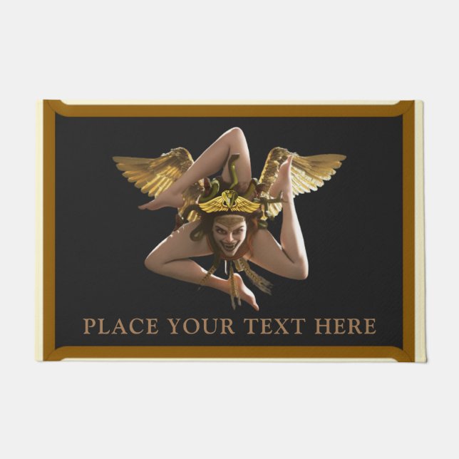 Sicily / Sicilia Trinacria Personalized Door Mat (Front)