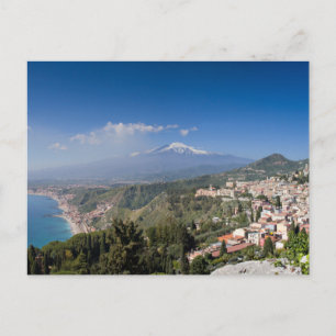Sicily - Taormina in front of the Etna postcard