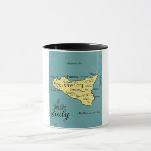 Sicily Vintage Nautical Map Mug
