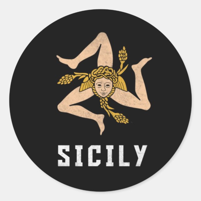 Sicily Vintage Style Flag  Classic Round Sticker (Front)