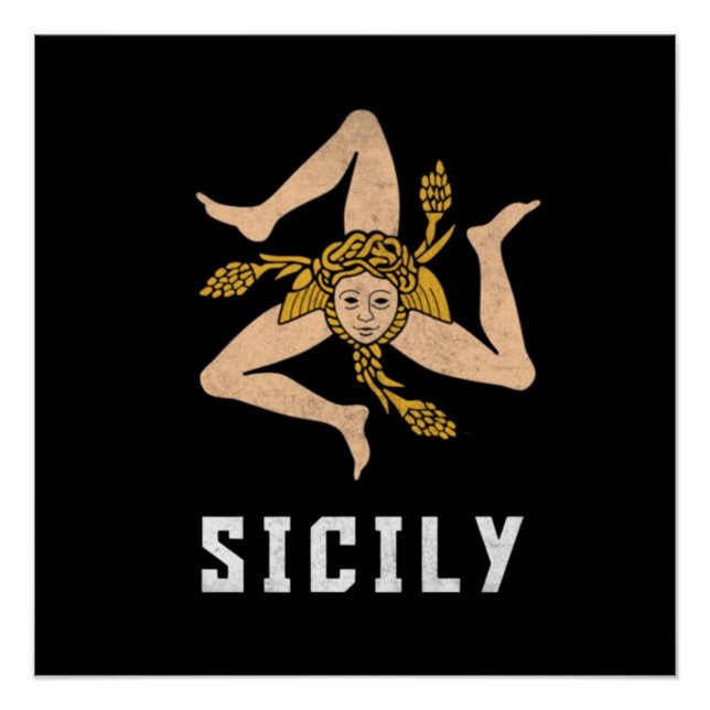 Sicily Vintage Style Flag  Poster (Front)