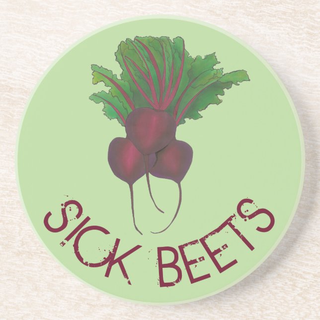 Sick Beets (Beats) Red Beet Vegetarian Funny Food Coaster (Front)