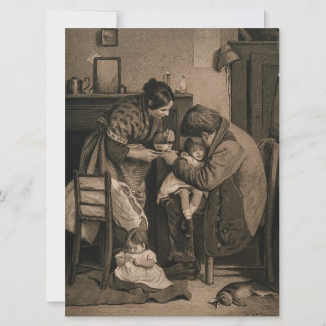 Sick Child Supported by Her Father and Mother Card (Front)