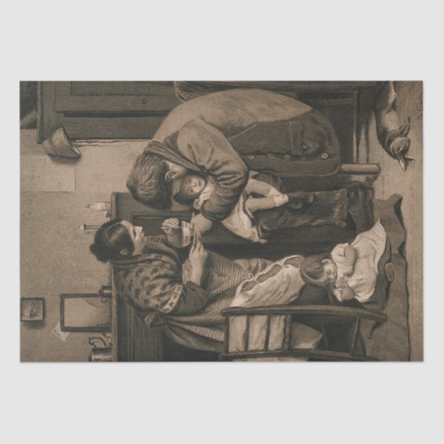 Sick Child Supported by Her Father and Mother Tissue Paper (Front)