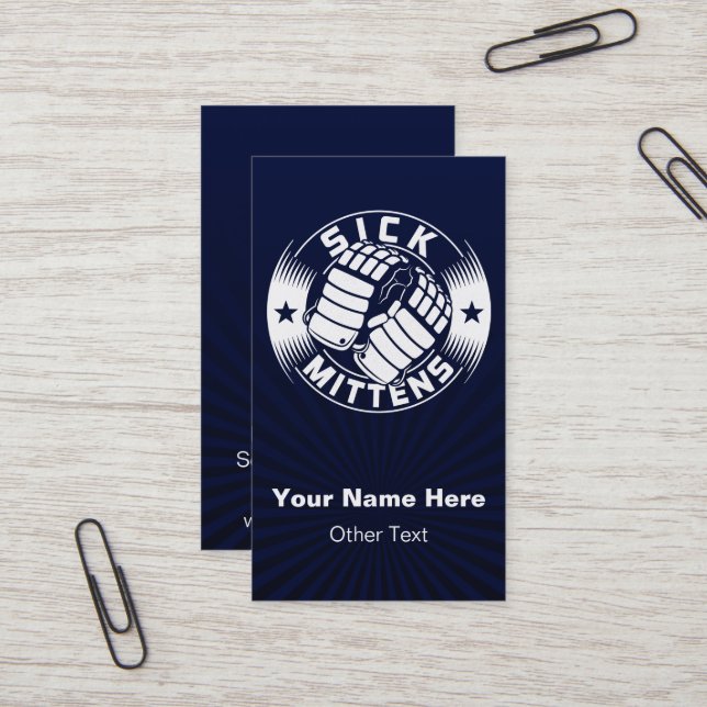 Sick Mittens Ice Hockey Slang Business Cards (Front/Back In Situ)