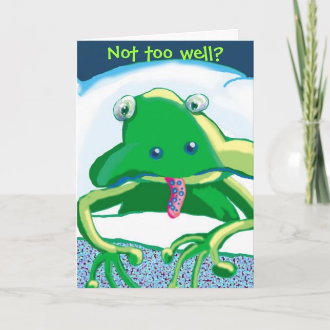 sick sad frog, Not too well? Card (Front)