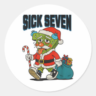 Sick Seven 67 Costume Funny Christmas Santa Men Ki Classic Round Sticker