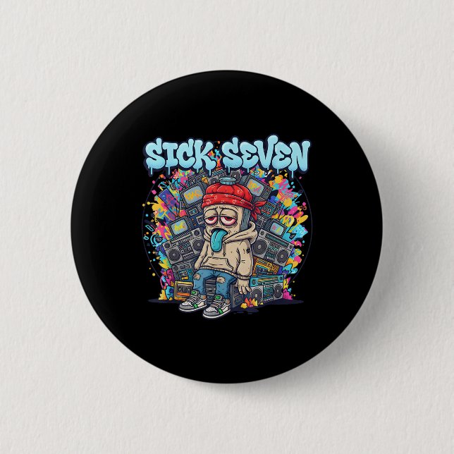 Sick Seven 67 Graffiti Meme Six Seven Fun Street U 2 Inch Round Button (Front)
