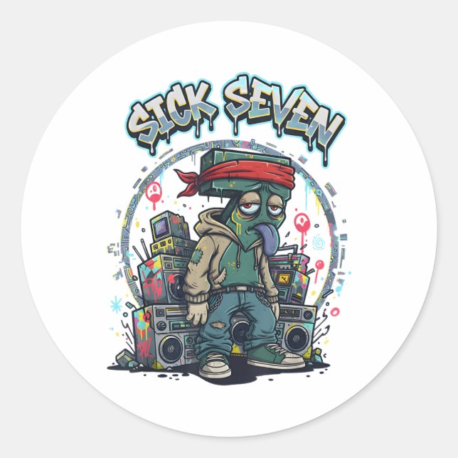 Sick Seven 67 Graffiti Meme Six Seven Fun Street U Classic Round Sticker (Front)