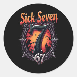 Sick Seven 67 Halloween Costume Fun Halloween Desi Classic Round Sticker