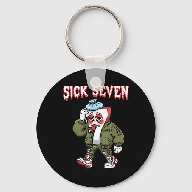 Sick Seven 67 Meme Funny Gen Alpha Slang Brainrot  Keychain (Front)