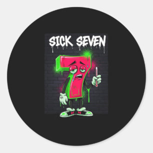 Sick Seven 67 Meme Halloween Costume Fun Retro Hum Classic Round Sticker