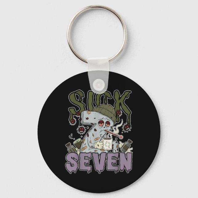 Sick Seven Meme Tee 67 Six Seven Funny Wordplay  Keychain (Front)
