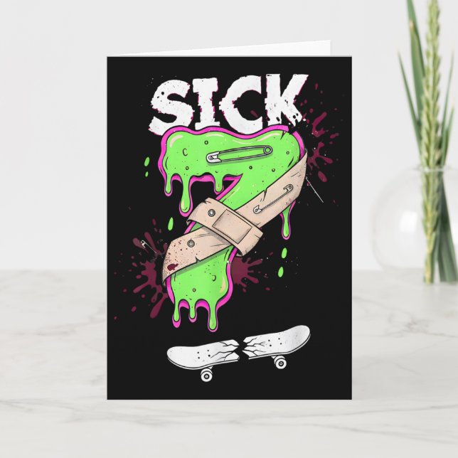 Sick Seven Meme Tee Fun Wordplay Drip  Card (Front)