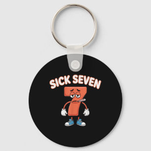 Sick Seven Meme Tee Six Seven Fun Wordplay _2 Keychain