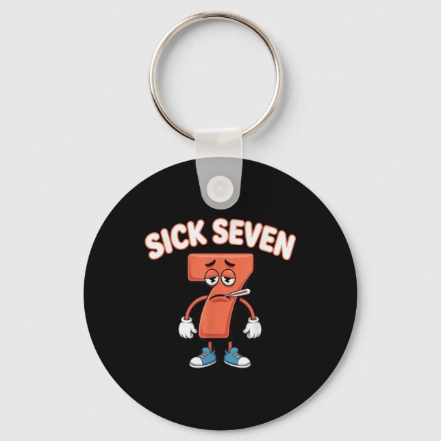 Sick Seven Meme Tee Six Seven Fun Wordplay _2  Keychain (Front)