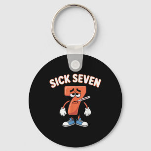 Sick Seven Meme Tee Six Seven Fun Wordplay _6  Keychain