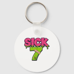 Sick Seven Meme Tee Six Seven Fun Wordplay Drip _2 Keychain