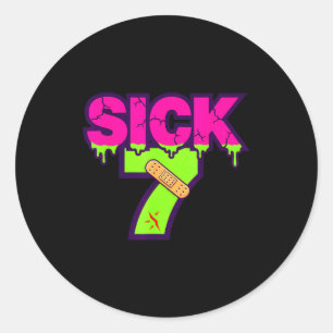 Sick Seven Meme Tee Six Seven Fun Wordplay Drip  Classic Round Sticker
