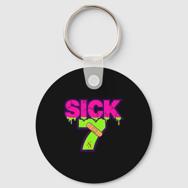 Sick Seven Meme Tee Six Seven Fun Wordplay Drip  Keychain (Front)