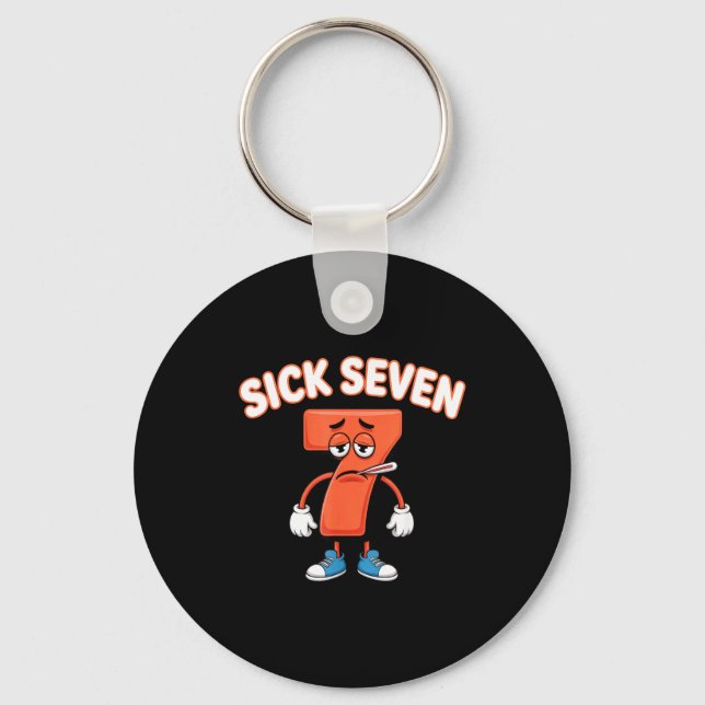 Sick Seven Meme Tee Six Seven Fun Wordplay  Keychain (Front)