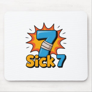 Sick Seven Meme Tee Six Seven Fun Wordplay Mouse Pad