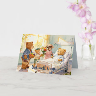 Sick Teddy Bear in hospital with friends 11 Card