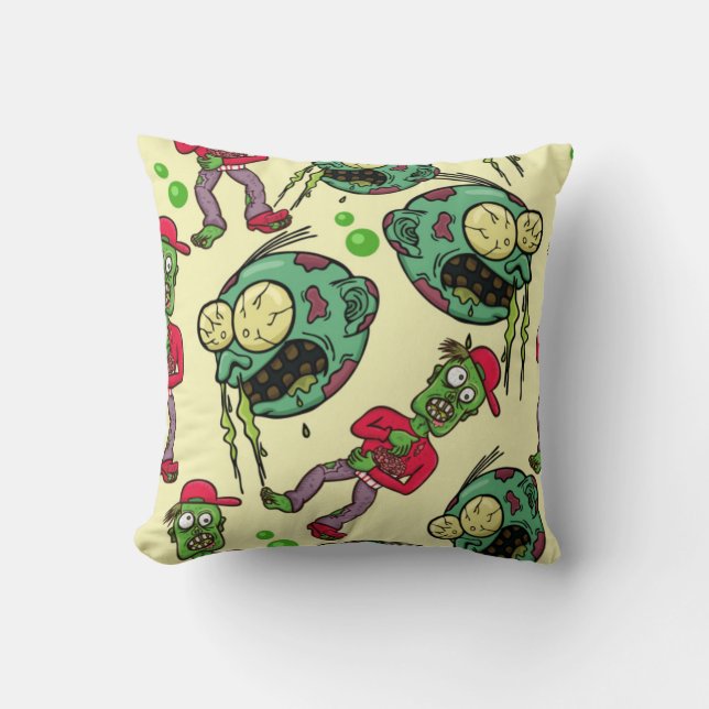 Sick Zombie Pattern Throw Pillow (Front)