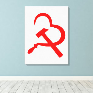 Sickle And Hammer, Heart, Love, Communism Canvas Print