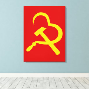 Sickle And Hammer, Heart, Love, Communism Canvas Print