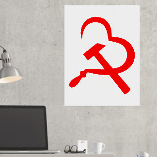 Sickle And Hammer, Heart, Love, Communism Foil Prints