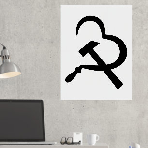 Sickle And Hammer, Heart, Love, Communism Foil Prints
