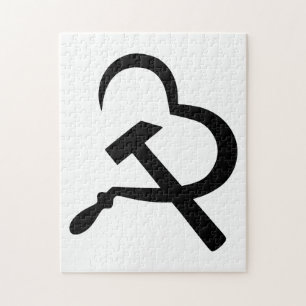Sickle And Hammer, Heart, Love, Communism Jigsaw Puzzle