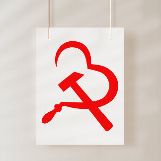 Sickle And Hammer, Heart, Love, Communism Photo Print