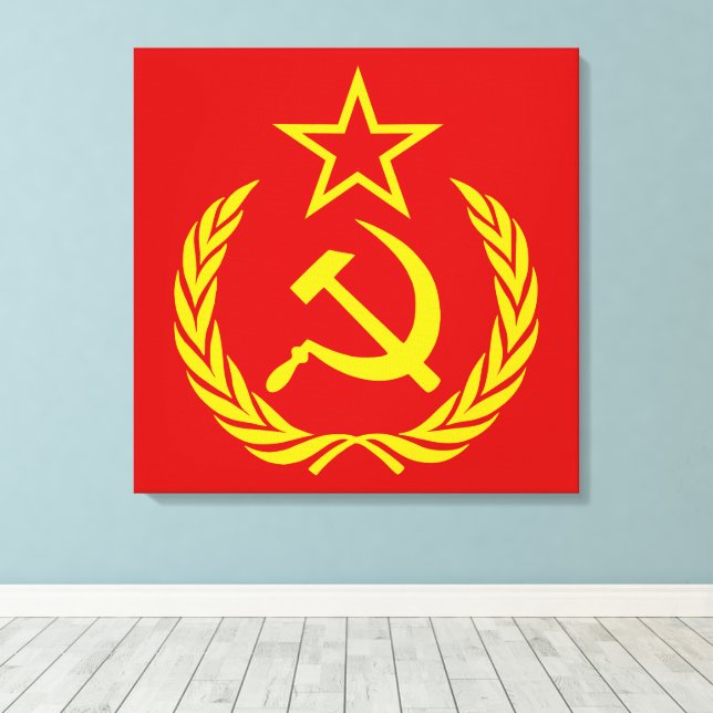Sickle And Hammer, USSR, CCCP, Communism Canvas Print (Insitu(Wood Floor))