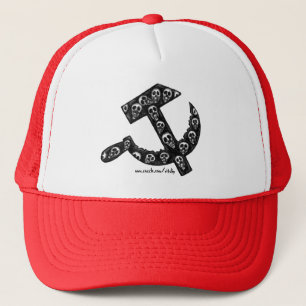 Sickle and hammer USSR symbol with skulls Trucker Hat