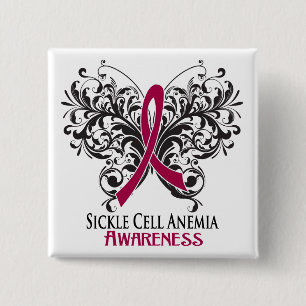 Sickle Cell Anemia Awareness Butterfly 2 Inch Square Button