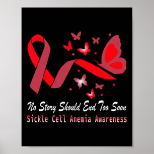 Sickle Cell Anemia Awareness Butterfly Support Red Poster