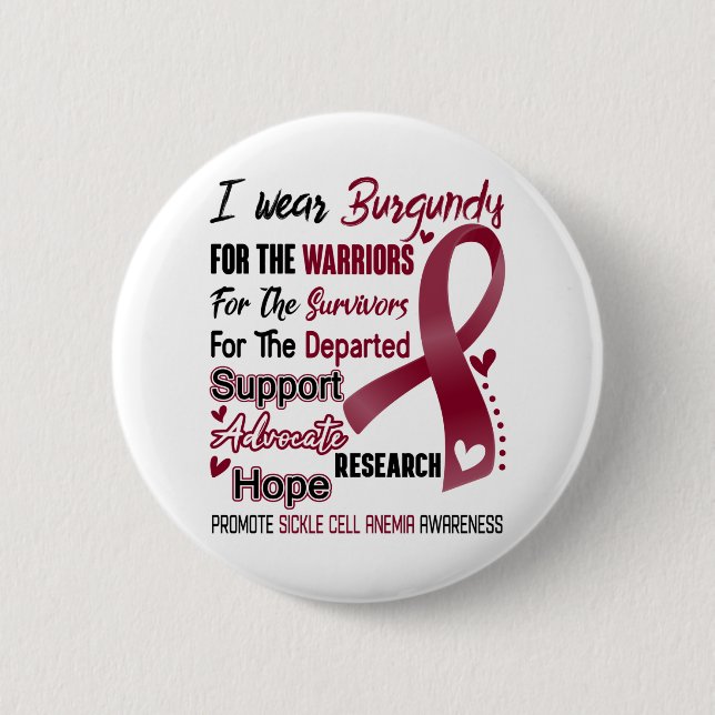 Sickle Cell Anemia Awareness Month Ribbon Gifts 2 Inch Round Button (Front)