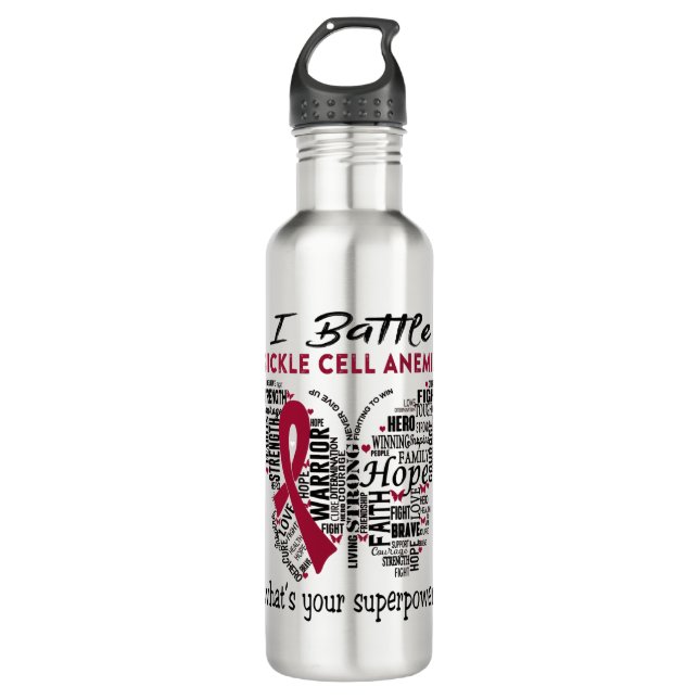 Sickle Cell Anemia Awareness Month Ribbon Gifts 710 Ml Water Bottle (Front)